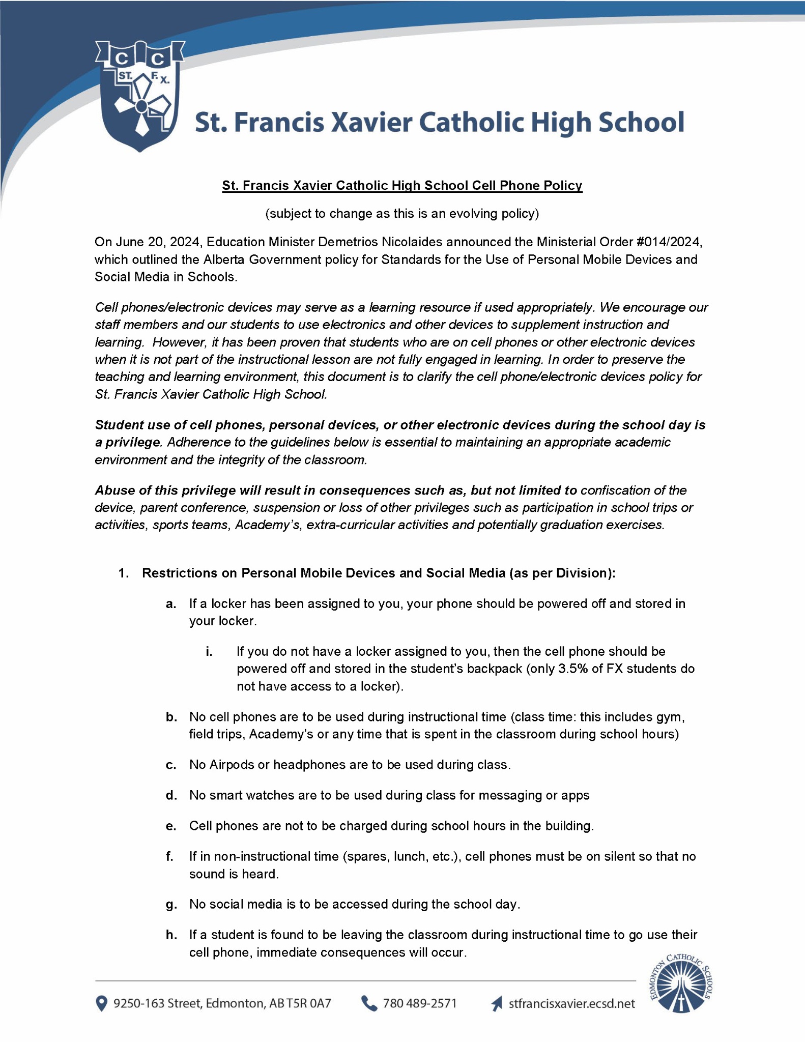2024 2025 Cell Phone Policy FX Page 1